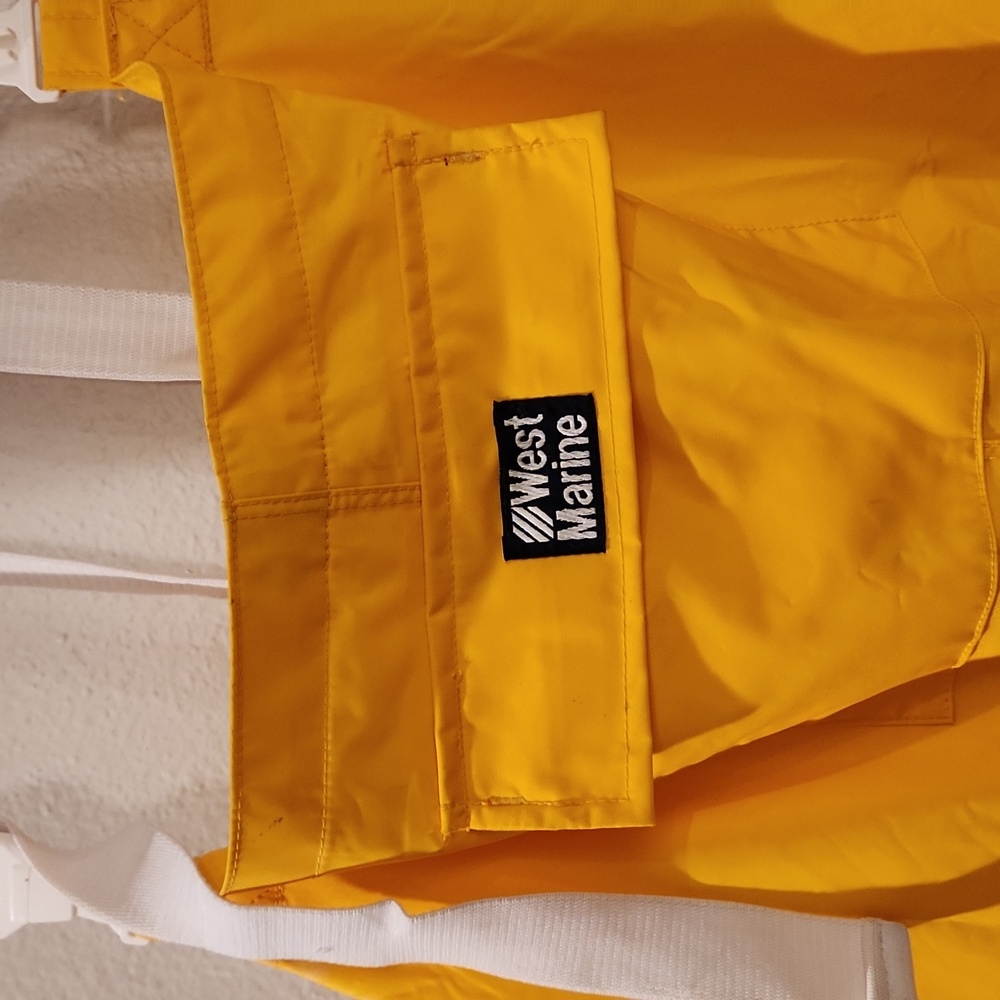 West Marine XXL Fishing Bibs Yellow Waterproof Foul Weather Gear Boat Sailing
